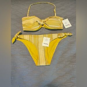 Lemlem New With Tags Yellow Side Tie Bikini Bottom and Bandeau Top (M)
